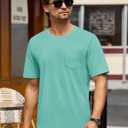 Cotrasen Mens T-Shirts Cotton Short Sleeve Pocket Tee Shirt Casual Crew Neck Moisture Wicking Soft Basic T Shirts (Green, XXL)