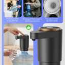 Water Jug Pump for 5 Gallon Bottle Portable Electric USB-C Charging Dispenser, Dual Powerful Motors, Fast Flow, Fits 2-5 Gallon Jugs Ideal for Home, Office, Camping, RV, Black
