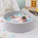 SHJADE Foam Ball Pit, 47.2"x 13.8" Large Ball Pits for Toddlers, Soft Round Kiddie Baby Playpen Ball Pool for Kids, Ideal Gift for Babies Indoor and Outdoor Game, Grey, (Balls not Included)