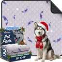 Washable Pee Pads for Dogs, 2Pack Reusable Puppy Pads, Super Absorbent & Leakproof Dog Pads, Anti-Slip Dog Pee Pads for Puppy Training & Incontinence, Feather Pattern 36"x41"