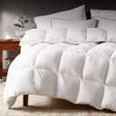 Cosybay King Size Down Fiber Comforter, Duvet Insert Filled with Feather Down Fiber Fluffy Cotton Cover, White All Season Luxury Hotel Bed Comforter with Corner Tabs, White King 106 x 90 Inch