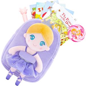 Gloveleya Toddler Backpack with Plush Ballerina Doll  Soft Kids Backpack for Girls, Purple Preschool Bag, Birthday & Holiday Gift, Ballet Party, Dance Class & Back-to-School Companion