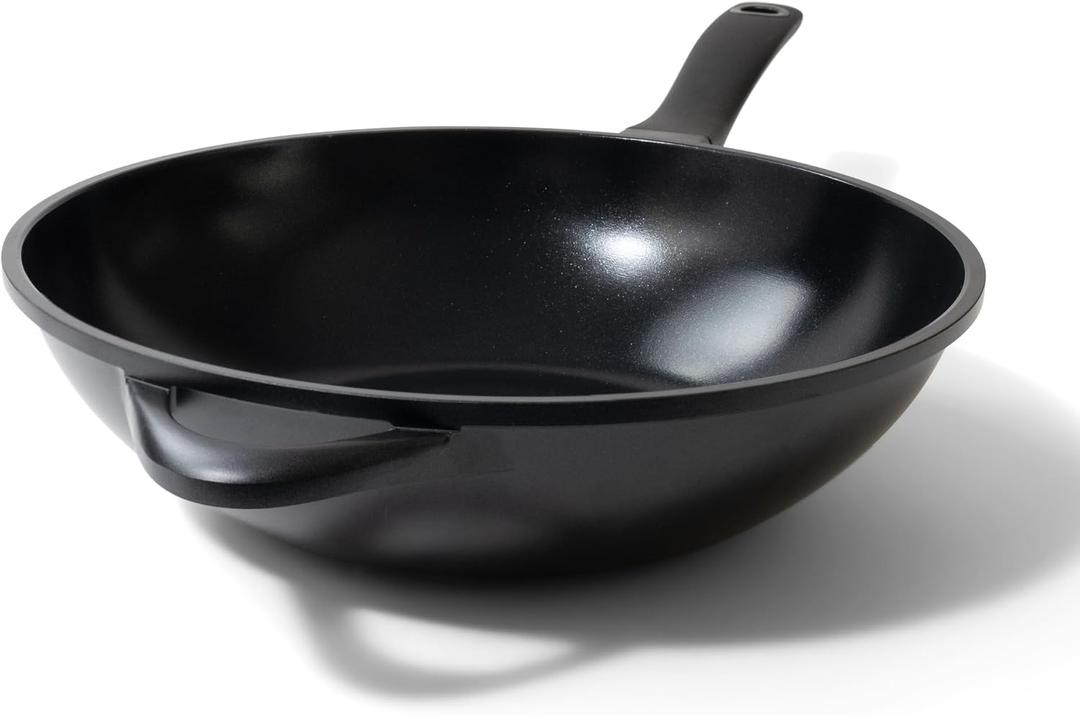 Alva 12 Inch Nonstick Wok Pan, Induction Compatible Flat Bottom Stir Fry Pan, PTFE- and PFOA-Free Ceramic Nonstick Wok, Dishwasher Safe, Fast Even Heating for Stir-Fry, Sauting & Everyday Cooking