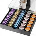gianotter Crystal Tempered Glass Vertuo Pod Holder Drawer, Compatible with Nespresso Vertuo Capsules, Compatible with 40 Large or 60 Small Nespresso Capsule Organizer (transparent)