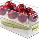 iDesign Plastic Pantry and Kitchen Storage Freezer and Fridge Organizer Bin with Easy Grip Handles, 14.5" x 8" x 4", Clear, 2 Count