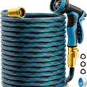 Garden Hose, Non-Expandable Water Hose 100ft, Flexible, Kink & Leak Proof Water Pipe with 10-Function Spray Nozzle, Lightweight Outdoor Hose for Yard, Lawn, Car Wash, RV and Home Use