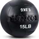 Lunmon Soft Wall Medicine Ball for Exercise Fitness Slam Weighted Med Ball with Non Slip Grip for Slamming Workout Strength Conditioning Core Training Lunge and Partner Toss, 15 lb