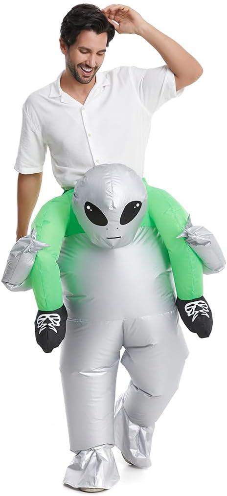 HSCTEK Inflatable Adult Ride On Alien Costume (Large, Silver)