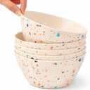 Bamboo Bowl Set of 4, 6-Inch, 20 oz Deep Cereal & Snack Bowls for Kids and Toddlers BPA-Free, Dishwasher Safe, Lightweight Alternative to Plastic or Ceramic (Confetti)