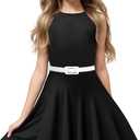 HB HBB MAGIC Girls Vintage Dress 50s Retro Twirling Special Occasion Dresses Size 6-14 Sleeveless Kids Dress (Black)