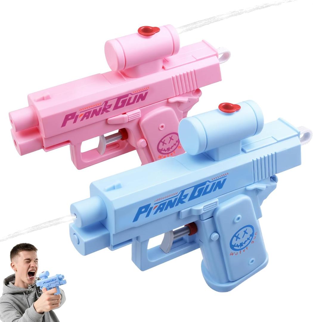 2 Pcs Prank Water Gun,Prank Two-Way Water Gun, Prank Squirt Gun,Reverse Water Guns for Parties & Summer Fun Hilarious Novelty Toy,Swimming Pool Beach Sand Water Fighting Activities Ideas Gift Toys