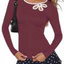 MEROKEETY Womens Trendy Spring Cut Out Tops 2026 Long Sleeve Boat Neck Y2k Slim Fit Casual Going Out T Shirts Blouses Clothes (S)