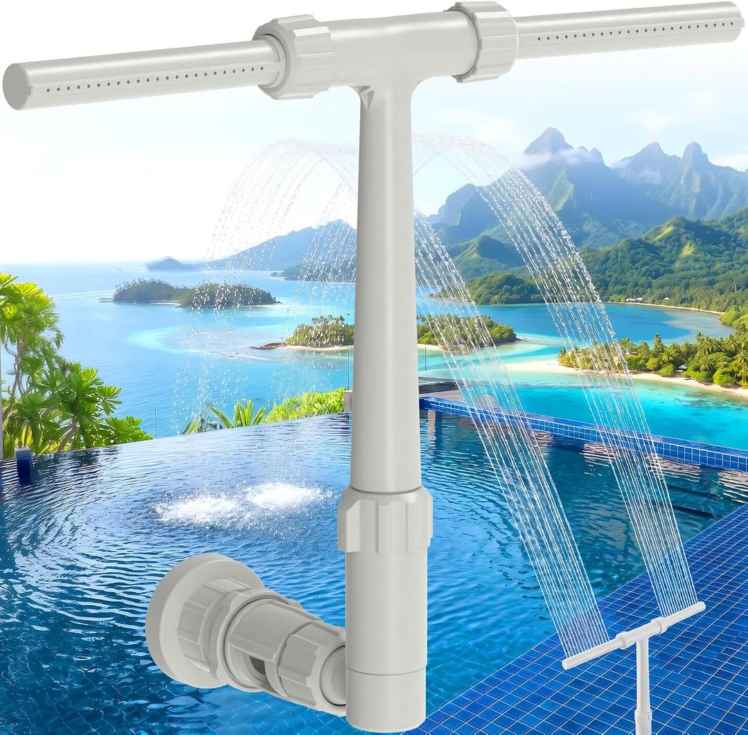 Pool Fountain for Above Ground & Inground Pools with Extension, Dual Spray Pool Waterfall Fountain, Adjustable Pool Sprinkler Fountain for Swimming Pools, Cooling Waterfall Spray, Pool Accessories