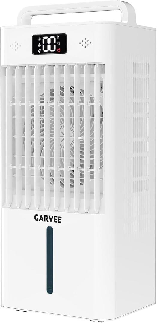 Garvee Evaporative Air Cooler, 10L (2.6Gal) Portable Cooler Fan with TOUCH SCREEN & Remote Control, 3 Speeds & 3 Modes, LED Display, Ice Packs & Casters Included, for Bedroom, Office, Home