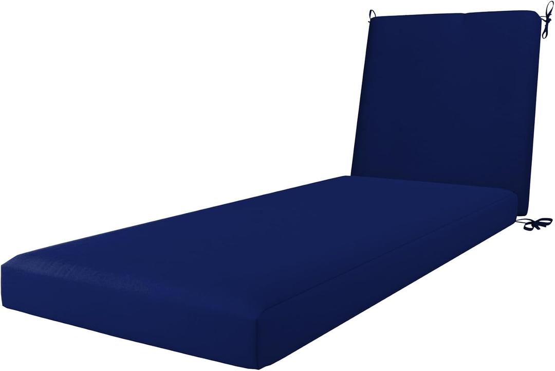 California Umbrella Outdoor Chaise Lounge Cushion, 24 x 78 Inch, Premium Outdoor Memory Foam, Fade Resistant Sunbrella Fabric, Patio Lounger Cushion with Fabric Ties, True Blue