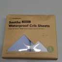 2-Pack Waterproof Crib Sheets for Boys, Girls - 52x28 Fitted Organic Cotton Baby Crib Sheets, Toddler Mattress Protector Cover, Washable, Soft & Durable Baby Bedding Essentials (Blue Flax)