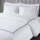 Madison Park Signature King Comforter Set Hotel Deluxe 500TC Cotton Sateen Comforters, All Season Lightweight 5 Piece Bed Set, Removable Duvet Cover, Shams & Throw Pillow, King/Cal King, White/Navy