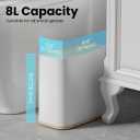 Bathroom Trash Can, 2.1 Gallon Small Slim Garbage Can with Lid and Wheels, Air-Press Bag Expander & Inner Bucket, White Plastic Waste Basket Dog Proof for Kitchen, Office, Bedroom, Garbage Trash Bin