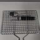 Fish Grilling Basket, Folding Portable Stainless Steel BBQ Grill Basket for Fish Vegetables Shrimp with Removable Handle, Come with Basting Brush and Storage Bag 