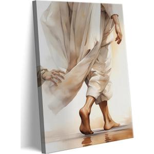 Jesus Canvas Wall Art Touching The Hem Of Jesus Christian Wall Decor Picture Bible Story Poster Print Religious Faith God Artwork for Bedroom Church Decoration, 16x24in
