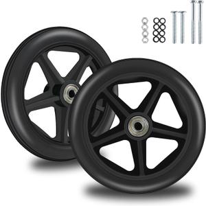 2 Pack 6 Inch Replacement Front Wheels for Wheelchairs, Walkers, Rollators, Durable Anti-Slip ABS Wheels Hub- Universal Aid Wheels for Adults, Seniors