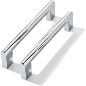 10 Pack 5 Inch Hole Center Polished Chrome Cabinet pulls Heavy Duty Solid Hardware for bathrooms Dressing Tables cabinets and Kitchen cabinets.