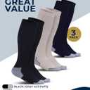 Pembrook Light Compression Socks for Men & Women - 3 Pairs | 8-15 mmhg Compression Dress Socks for Men | Support Socks (Large, Black/Tan/Navy - 3 Pairs)
