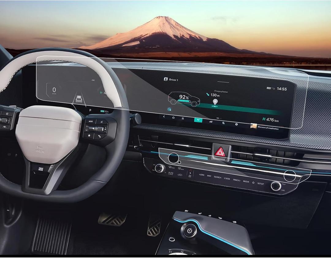 SXCY 4PCS for 2025 Kia EV6 Screen Protector [GPS+AC] 2025 EV6 Accessories 2026 EV6 [All-one Flat] Screen Protector[Nano]