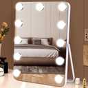 halumao 14.6" Vanity/Makeup Mirror with Lights, Hollywood Mirror with 11 Dimmable LED Bulbs,3 Color Modes,Touch Control (White)