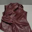 MakeMeChic Women's PU Leather Tank Top Mock Neck Y2k Ruched Party Sleeveless Leather Tops Burgundy B, Small