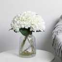 Kisflower 6pcs White Hydrangea Artificial Flowers - Faux Hydrangea Flowers, Fake Silk Flowers for Table Centerpiece, Silk Hydrangea Flowers with Stems for Home Wedding Party Decor