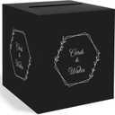 Black Card Box for Party with Silver Foil Design for Birthdays, Weddings, Showers, Graduations, Anniversaries, Retirements Gift Cards (Black and Silver)
