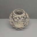 Lantern Candleholder, Woven Rope Construction, Bleached Sand, Modern Design and Finish, Includes Metal Handle, 9 Inches
