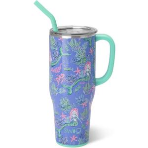 Swig Life 40oz Mega Mug, 40 oz Tumbler with Handle and Straw, Cup Holder Friendly, Dishwasher Safe, Extra Large Insulated Tumbler, Stainless Steel (Under the Sea) Swig Life 40oz Mega Mug, 40 oz Tumbler with Handle and Straw, Cup Holder Friendly, Dishwasher Safe, Extra Large Insulated Tumbler, Stainless Steel (Under the Sea)