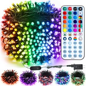 Brizled RGB Christmas Lights, 164ft 500 LED Color Changing String Lights, Dimmable Christmas Tree Light, Indoor Multifunctional Fairy Light with Remote for Outdoor Independence Day Xmas Party Decor