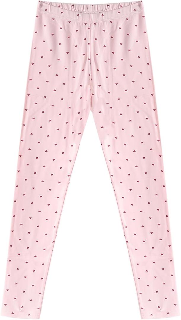 WEONEDREAM Stretch Leggings for Girls Toddlers Long Pants 2-14 Years (5-6 Years, Pink Heart)