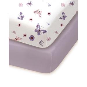 Pack and Play Sheets 2 Pack, 38x26 Jersey Knit Fitted Sheets | Pack and play sheets with 95% polyester, 5% spandex jersey knit, deep pocket, snug fit, 2-pack.