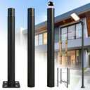 Street Light Pole 10Ft Tall, Outdoor Metal Split Heavy Duty Street Lamp Post for Outside Large Solar Street Lights with Mounting Steel Anchor for Street, Parking Lots, Park & Patio, 10FT-76
