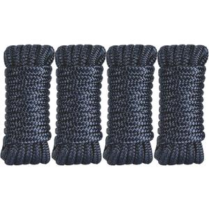 3/8 Inch x 15ft Marine Dock Lines (4 Pack)  Double Braided Nylon Boat Rope Pre-Spliced with 12" Loops, Heavy Duty UV Resistant Mooring Lines for Boats, Yachts, Pontoons  Navy Blue