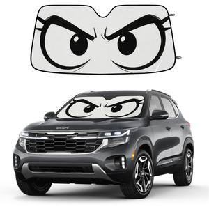 Car Windshield Sun Shade, Foldable Car Sun Visor Shade Vehicle Windshield Protection Heat Reduction Front Windshield Sunshade Blocks, Universal Fit for Most Cars SUV Pickup Trucks(Cartoon Comic Eyes)