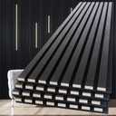 NeatiEase Wood Panels for Wall, 4-Piece 108" x 12.6" Soundproof Wood Slat Wall Panel for Interior Wall Decor Noise Cancelling, Acoustic Wall Panels, Sound Absorbing Panel (Black)