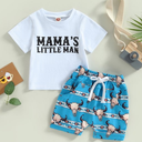 Western Baby Boy Summer Clothes 6M 12M 18M 24M 2Y 3Y Cow Print Short Sleeve T-Shirt Casual Jogger Shorts Toddler Cowboy Outfit, 0-6M