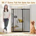 55'' Extra Tall Cat Gate, 42.9"-46.9" Wide Auto Close Tall Pet Gate for Doorways, Pressure Mounted High Dog Door Gate No Drilling Cat Fence Safety Baby Gate for Stairs, Doorways, Black