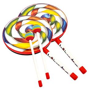 Foraineam 2 Pieces 8 Inch Lollipop Drum with Beater Mallet Lollipop Hand Drum Musical Sound Tool Music Rhythm Percussion Instrument