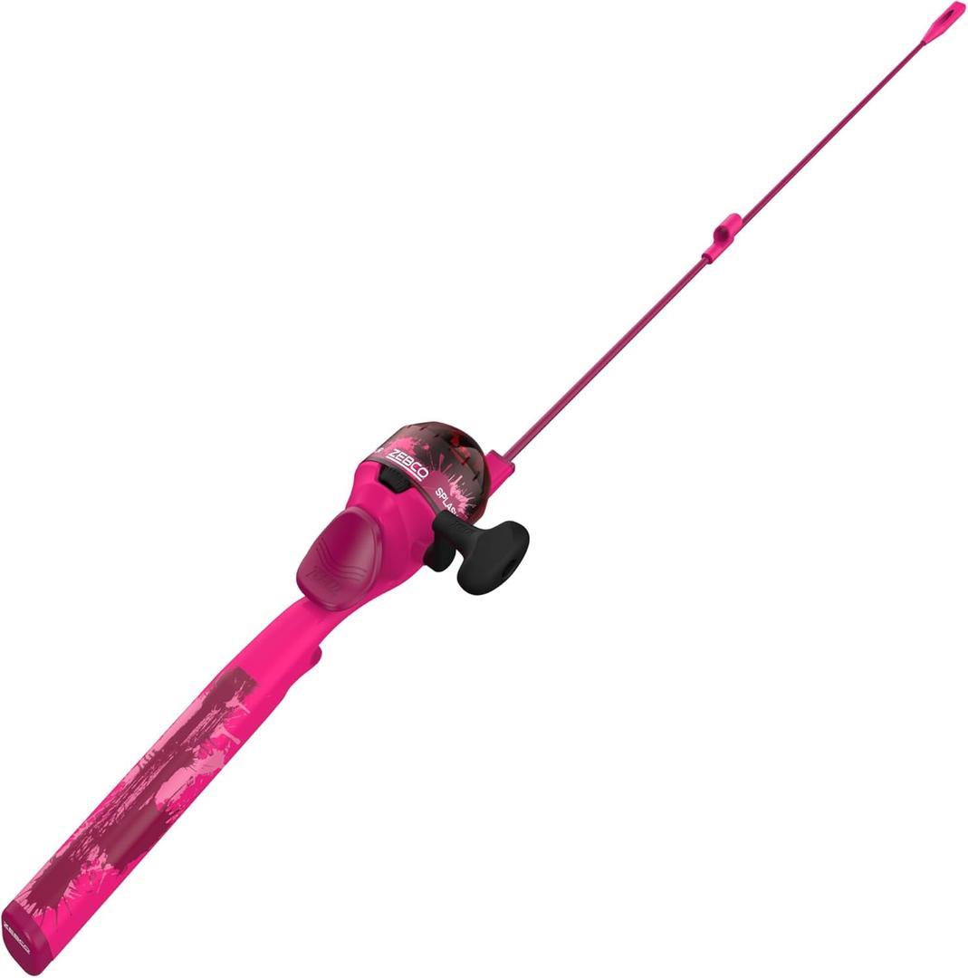 Zebco Youth 29-Inch Floating Spincast Reel and Fishing Rod Combo, Size 20 Reel, Pre-Spooled with 6-Pound Cajun Line (Pink)