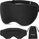 3D Eye Mask Sleep Mask for Men & Women, 100% Pressure-Free & Light Block-Out Eye Mask for Sleep with Easy Adjustable Strap, Night Eye Cover for Travel, Black