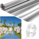 Tinideya 3.3 x 98.4 ft Mirror Rug Aisle Runner for Wedding Ceremony Double Sided Reflective Carpet Aisle Runner Walkway Rug Roll for Outdoor Birthday Graduation Party Decor(Silver)