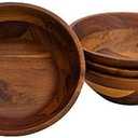 AIDEA Acacia Wooden Serving Bowls, 7 Inch Set of 4 for Salad, Soup, Noodle and More