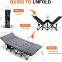 ATORPOK Camping Cot for Adults with Cushion Comfortable, Portable Folding Bed for Sleeping Supports 450 lbs (Gray), Large Size