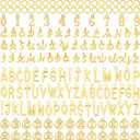 Ouligay 376PCS Gold Letter Charms for Jewelry Making 3 Styles Alphabet Abc Initial Charms Letters for Bracelet Making Necklace Bracelet and Crafts with 200PCS Open Jump Rings